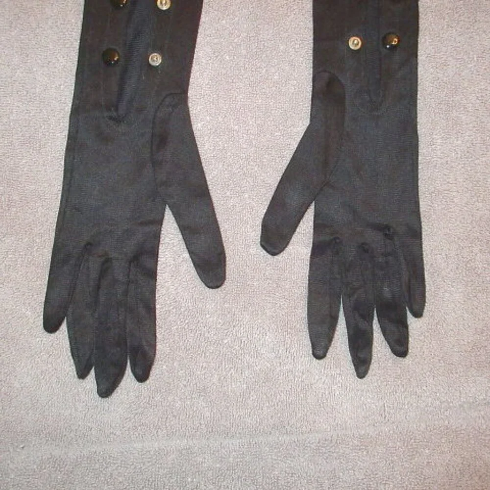 Vtg Long Satin Opera Gloves 6 Formal Elegant Evening Wear Hollywood Regency 60s